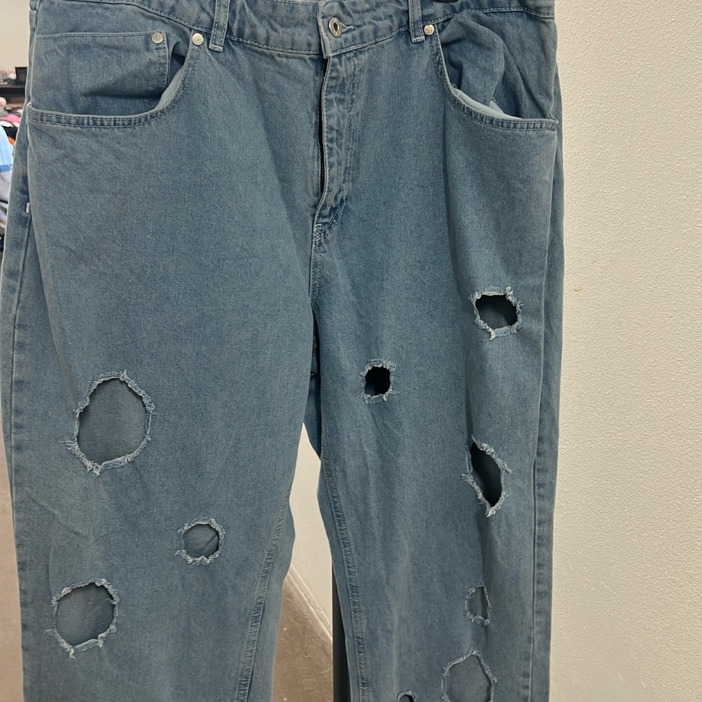 Blue ragged jeans